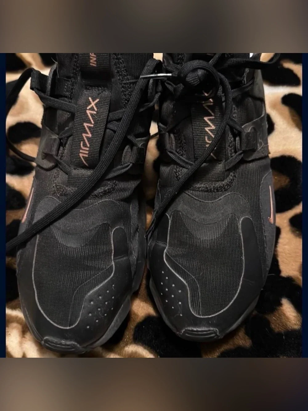 Nike Air Max Black Sneaker with Rose Gold Swoosh Accent